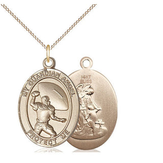 14kt Gold Guardian Angel Football Medal