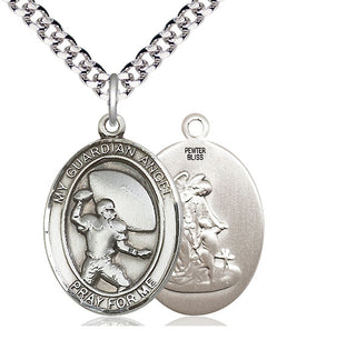 Pewter Guardian Angel Football Medal Catholic Jewelry