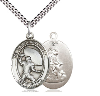 Sterling Silver Guardian Angel Football Medal Catholic Jewelry
