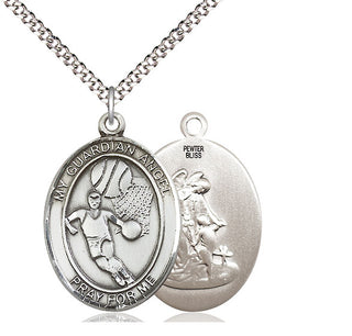 Pewter Guardian Angel Basketball Medal Catholic Jewelry