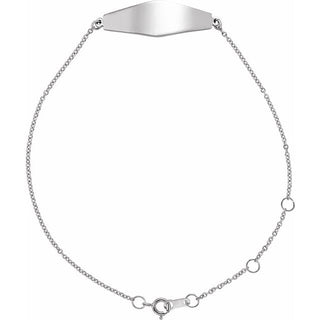 14K White Engravable Curved Bar 6 1/2-7 1/2" Bracelet