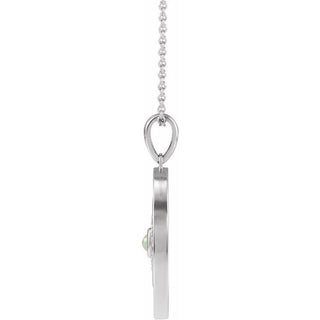 Platinum Natural Ethiopian Opal & 1/6 CTW Natural Diamond Evil Eye 16-18" Necklace