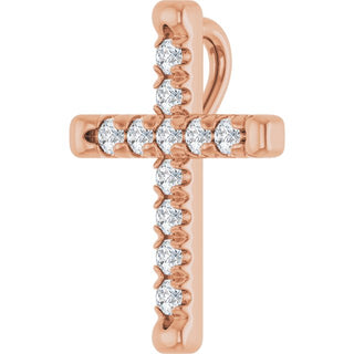 14K Rose 1/5 CTW Natural Diamond French-Set Cross Pendant