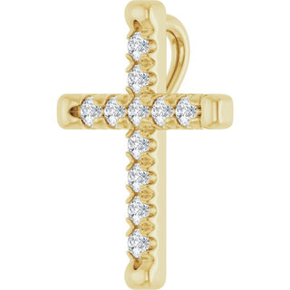 14K Yellow 1/5 CTW Natural Diamond French-Set Cross Pendant