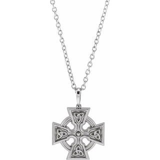 Sterling Silver Celtic-Inspired Cross 24" Necklace 