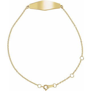14K Yellow Engravable Curved Bar 6 1/2-7 1/2" Bracelet