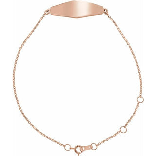 14K Rose Engravable Curved Bar 6 1/2-7 1/2" Bracelet