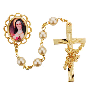 St Therese Faux Pearl Rosary