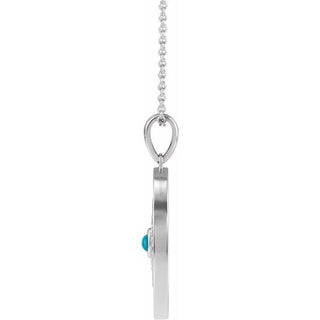 Platinum Natural Turquoise & 1/6 CTW Natural Diamond Evil Eye 16-18" Necklace