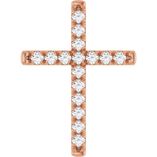 14K Rose 3/4 CTW Natural Diamond French-Set Cross Pendant