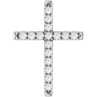 14K White 1 CTW Natural Diamond French-Set Cross Pendant