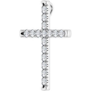 Platinum 3/4 CTW Natural Diamond French-Set Cross Pendant