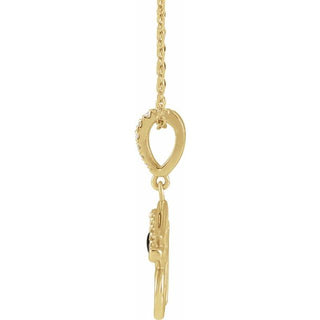 14K Yellow Natural Black Onyx & .08 CTW Natural Diamond Eye of Horus 16-18" Necklace