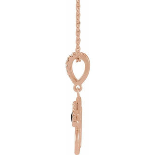 14K Rose Natural Black Onyx & .08 CTW Natural Diamond Eye of Horus 16-18" Necklace