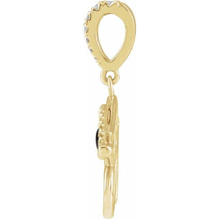 14K Yellow Natural Black Onyx & .08 CTW Natural Diamond Eye of Horus Pendant