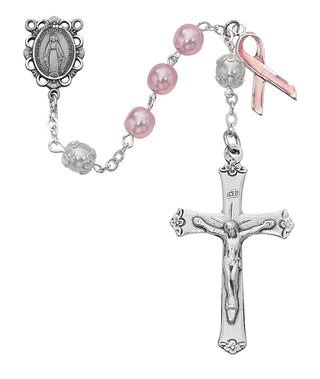 Pink Faux Pearl Cancer Rosary