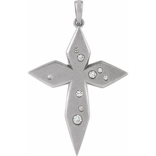 14K White .08 CTW Natural Diamond Cross Pendant