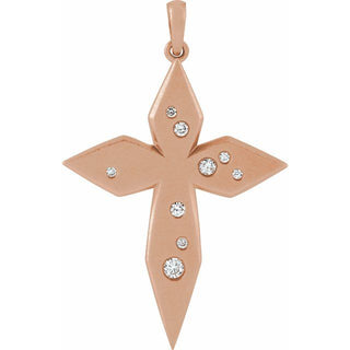 14K Rose .08 CTW Natural Diamond Cross Pendant