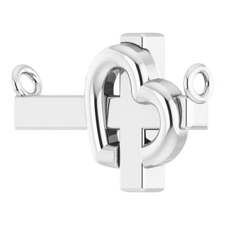 14K White 12.6x7.8 mm Sideways Cross & Heart Necklace Center