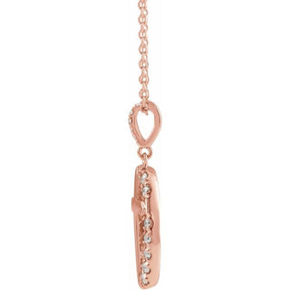 14K Rose 1/5 CTW Natural Diamond Halo-Style Cross 16-18" Necklace