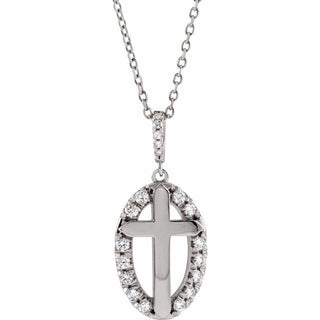 Platinum 1/5 CTW Natural Diamond Halo-Style Cross 16-18" Necklace