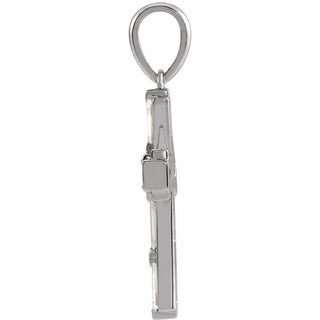 Platinum 3/8 CTW Natural Diamond Baguette Cross Pendant
