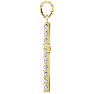 14K Yellow 1 CTW Lab-Grown Diamond Cross Pendant