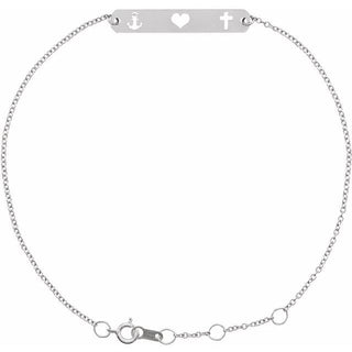 Platinum Faith, Love, Hope Bar 6 1/2-7 1/2" Bracelet