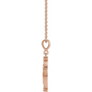 14K Rose Virgin Mary Cross 16-18" Necklace 