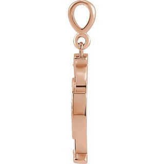 14K Rose Virgin Mary Cross Pendant
