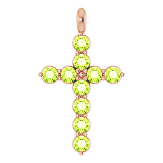 14K Rose Natural Peridot Cross Pendant