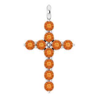 14K White Natural Citrine Cross Pendant