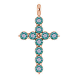 14K Rose Natural Alexandrite Cross Pendant