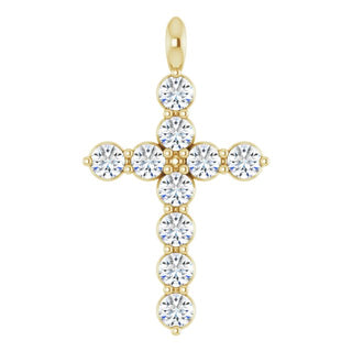 14K Yellow Natural White Sapphire Cross Pendant