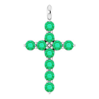 Platinum Lab-Grown Emerald Cross Pendant