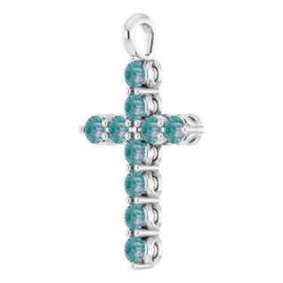 14K White Lab-Grown Alexandrite Cross Pendant