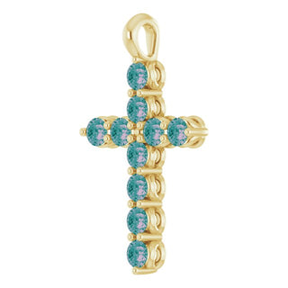 14K Yellow Lab-Grown Alexandrite Cross Pendant