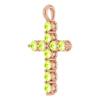 14K Rose Natural Peridot Cross Pendant