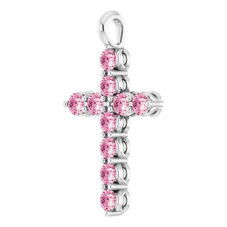 Platinum Natural Pink Tourmaline Cross Pendant