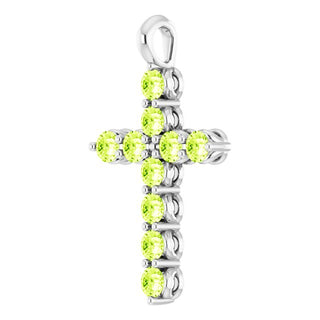 Sterling Silver Natural Peridot Cross Pendant