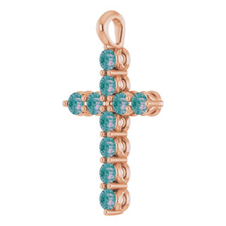 14K Rose Lab-Grown Alexandrite Cross Pendant