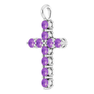 Platinum Natural Amethyst Cross Pendant