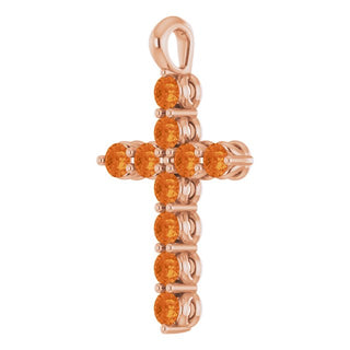 14K Rose Natural Citrine Cross Pendant