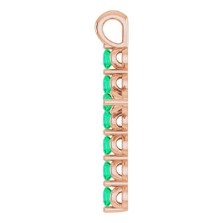 14K Rose Natural Emerald Cross Pendant