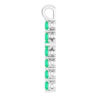 Sterling Silver Lab-Grown Emerald Cross Pendant