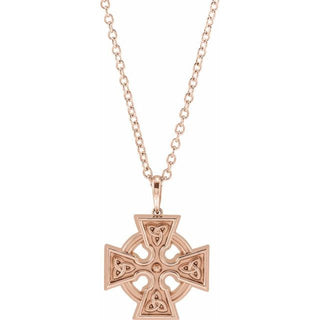 14K Rose Celtic-Inspired Cross 20" Necklace 