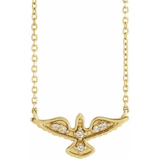 14K Yellow .05 CTW Natural Diamond Petite Holy Spirit 18" Necklace