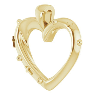 14K Yellow 18.55x17.15 mm Rosary Heart Pendant