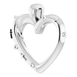 Sterling Silver 18.55x17.15 mm Rosary Heart Pendant