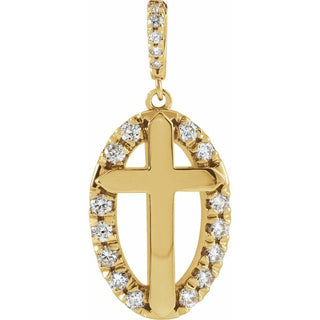 14K Yellow 1/5 CTW Natural Diamond Halo-Style Cross Pendant